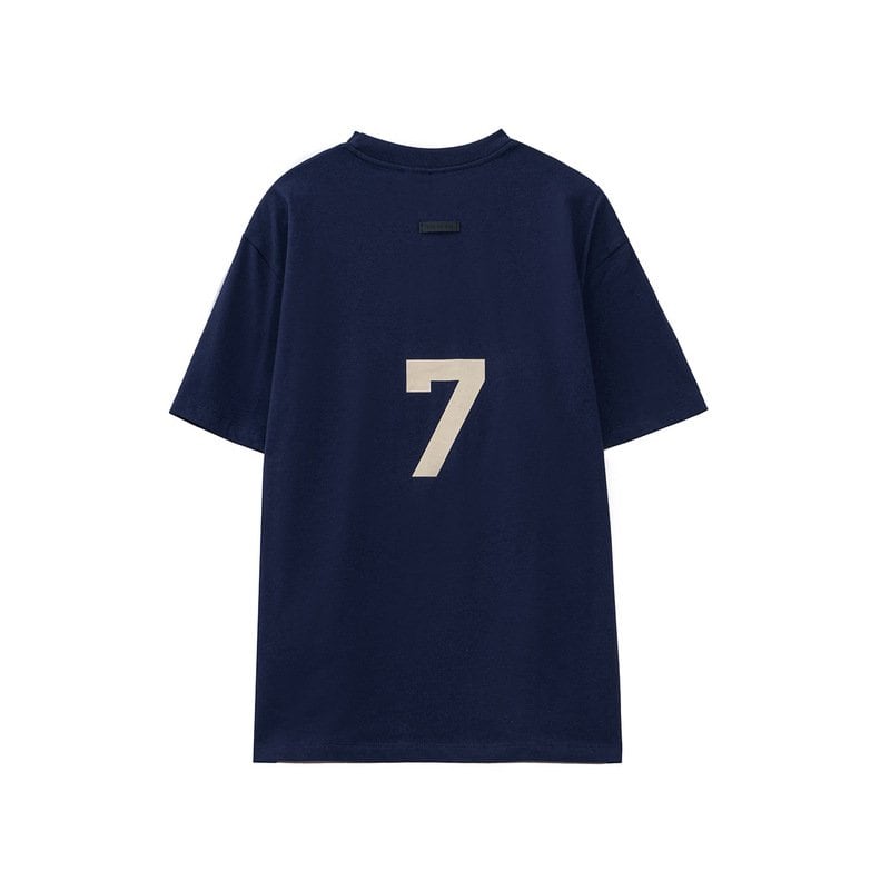 Unisex navy blue oversized K-pop jersey with a large white number 7 on the front, perfect for fans of K-pop merchandise.