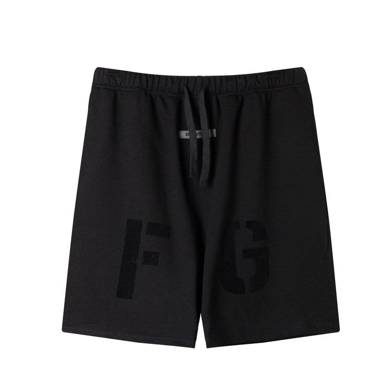 Black K-pop merch shorts with bold logo print, drawstring waistband, and comfortable fit. Perfect for casual wear or concerts, showcasing your fan spirit in style.
