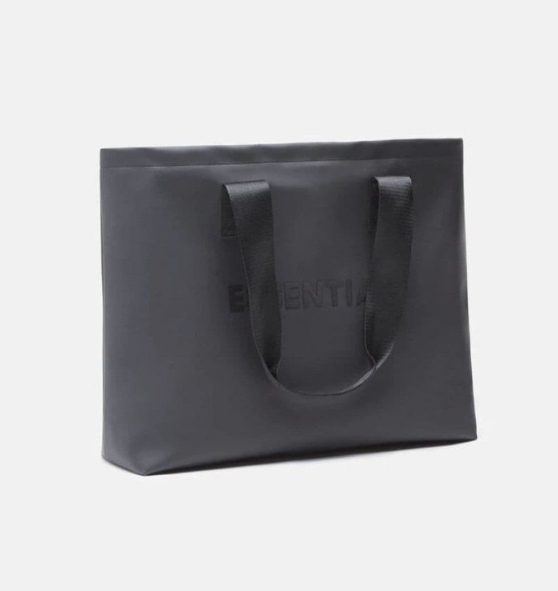 Black tote bag with handles, designed for K-pop merchandise storage or display.