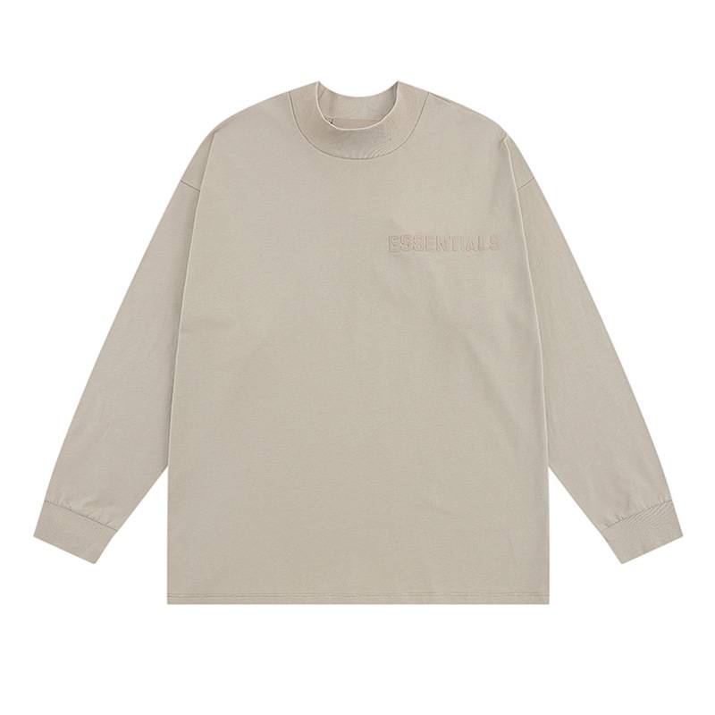 Essentials beige oversized sweatshirt, minimalistic streetwear, unisex casual hoodie for everyday wear, K-pop merch-inspired design.
