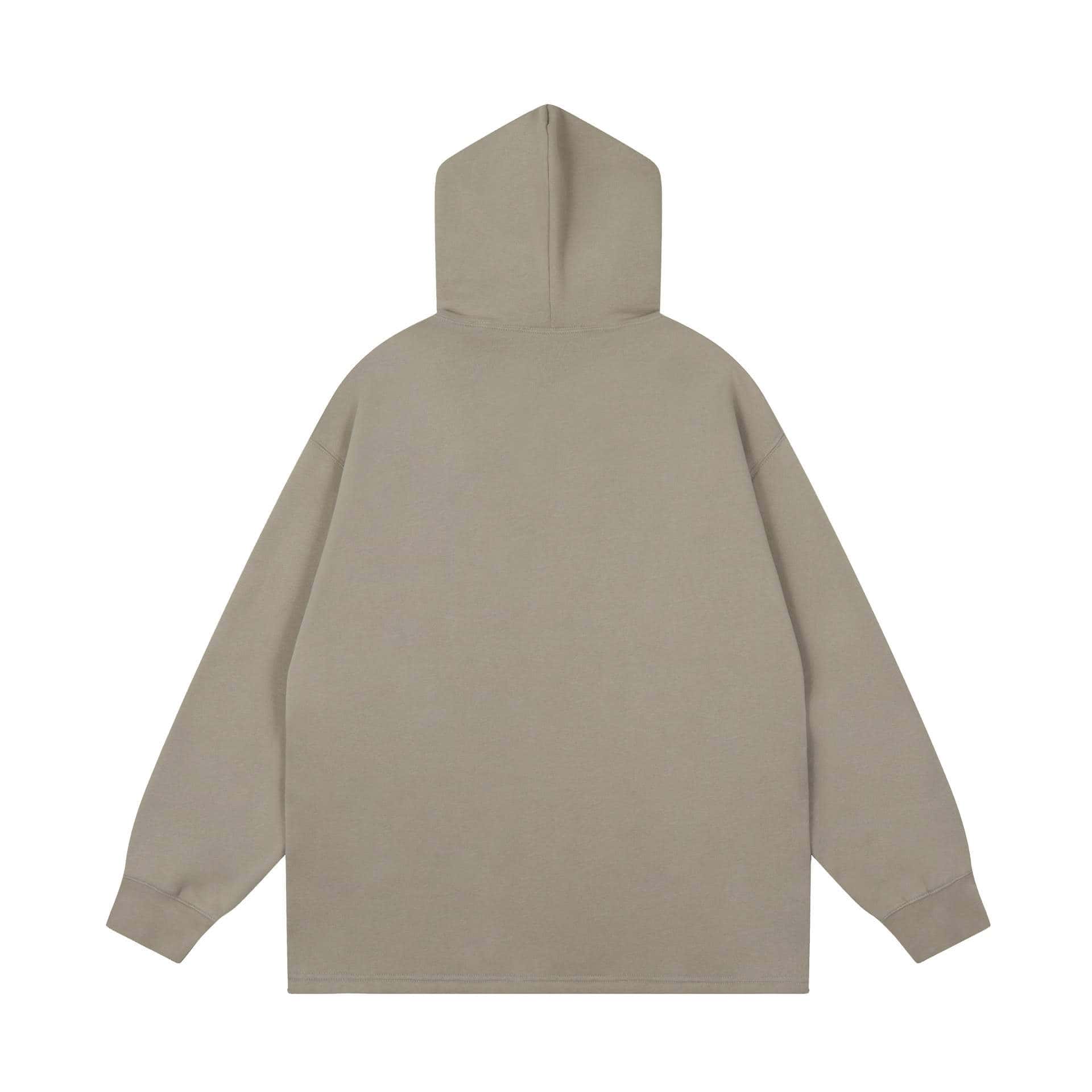 Blank beige oversized hoodie with a front pocket, perfect for K-pop fans and merch collection.