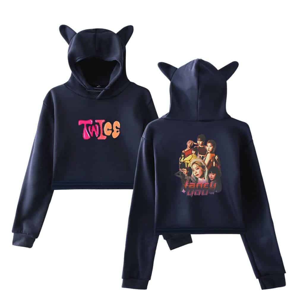 Matching kpop hoodie set with TWICE logo and girl group graphic, fleece-lined, stylish streetwear for fans of TWICE and girl groups, perfect for casual wear and concerts.