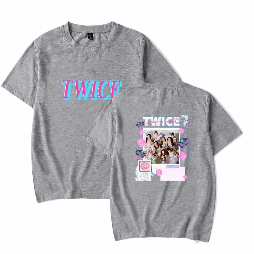 Twice kpop merch t-shirt featuring TWICE group photo and colorful design for fans of the South Korean girl group. Perfect for showcasing your love for TWICE and K-pop culture. Coziness meets fandom style!.