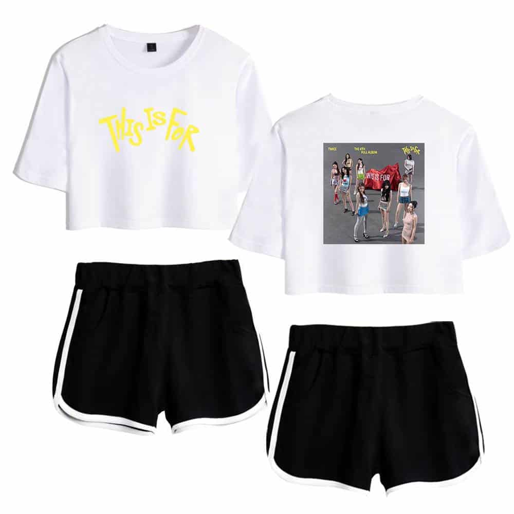 Twonkpop merch, The second set of black and white shorts with a simple athletic design and white side stripes.