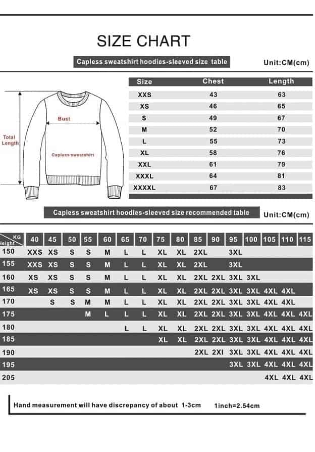 Blackpink twice kpop merch hoodie sweatshirt size chart, showing various sizes from XXS to 4XL with chest measurements and length for fans of these popular K-pop groups. Perfect for fans looking for concert or casual wear.